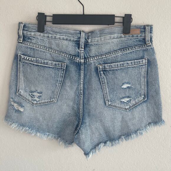 BlankNYC Women's High-Rise Distressed Denim Shorts Blue - Size 29 - Picture 3 of 5